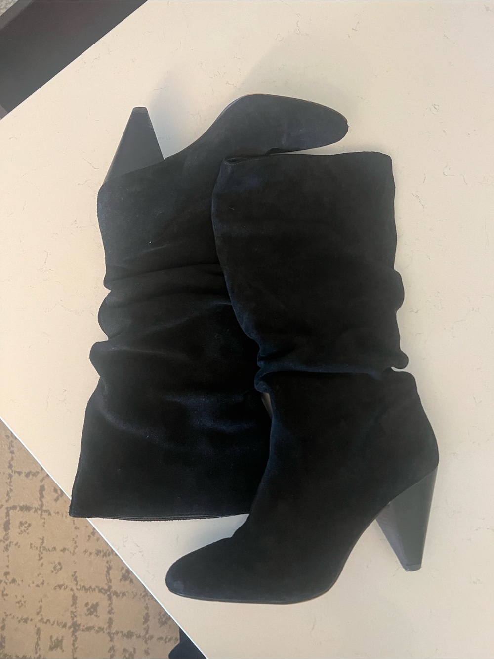 Vince Camuto Black Suede Slouch Mid-Calf Boots size 9.5